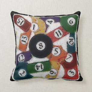 GRUNGY BILLIARDS BALLS THROW PILLOW