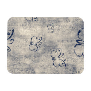 Grungy Black Butterfly Pattern Magnet