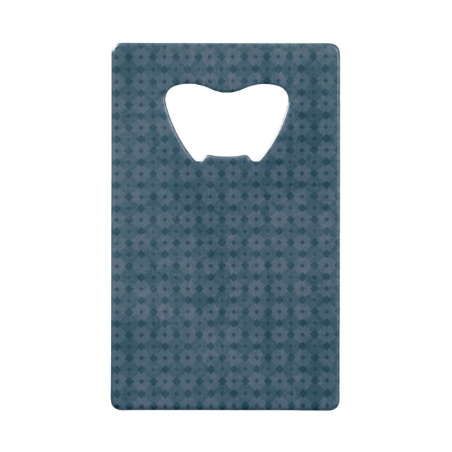Grungy Blue Diamond Pattern Wallet Bottle Opener (Front)