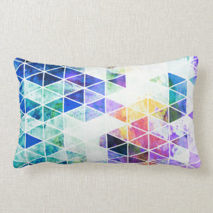 Grungy Bright Triangle Pattern Lumbar Pillow