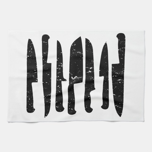 Grungy chef's knives illustration t-towel kitchen towel (Horizontal)