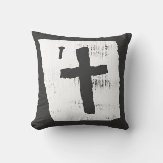 Grungy Christian Cross Throw Pillow