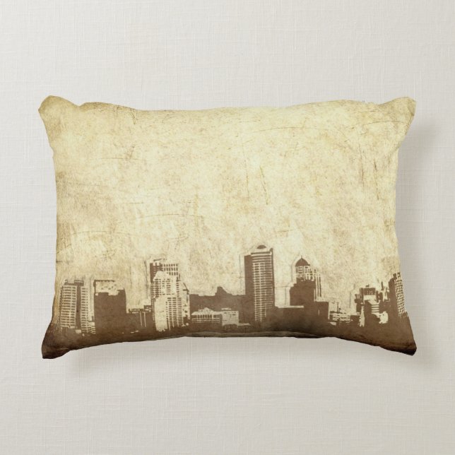 Grungy city background decorative pillow (Front)