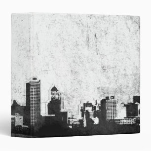 Grungy city background in black and white binder