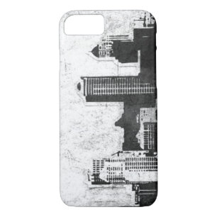 Grungy city background in black and white Case-Mate iPhone case