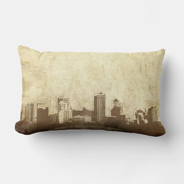 Grungy city background lumbar pillow (Front)