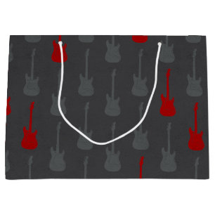 Grungy Classic Electric Guitar Polkadot grey red Large Gift Bag