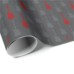 Grungy Classic Electric Guitar Polkadot grey red Wrapping Paper