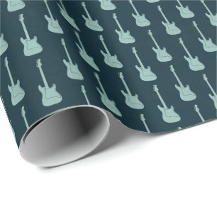 Grungy Classic Electric Guitar Polkadot navy mint Wrapping Paper