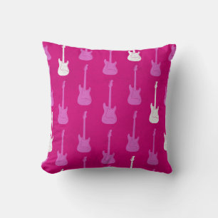 Grungy Classic Electric Guitar Polkadot pink white Throw Pillow
