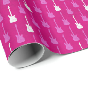 Grungy Classic Electric Guitar Polkadot pink white Wrapping Paper