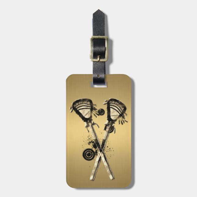 Grungy & Cool Lacrosse Custom Luggage Tag (Front Vertical)