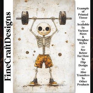 Grungy Cool Skeleton Lifting Barbell AK1 Decoupage Tissue Paper