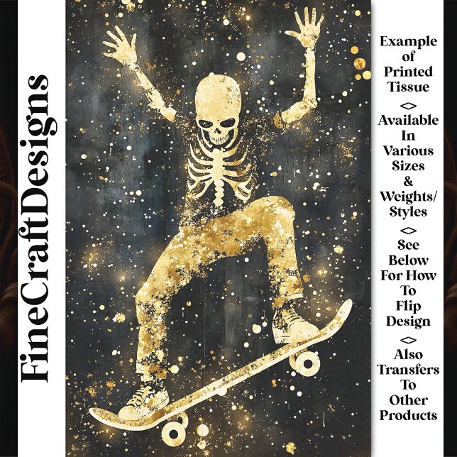 Grungy Cool Skeleton Skateboarding AK2 Decoupage Tissue Paper (Creator Uploaded)