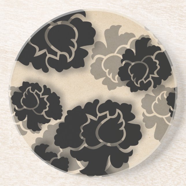 Grungy Floral Decadence Coaster, Ivory Coaster (Front)