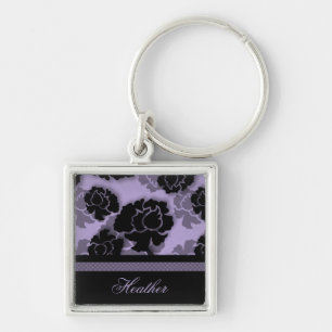 Grungy Floral Decadence Keychain, Lavender Keychain