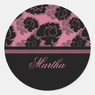 Grungy Floral Decadence Stickers, Pink Classic Round Sticker