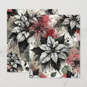 Grungy Florals Poinsettia Sketches Scrapbook Paper