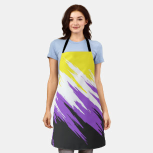 Grungy Funky ZigZag Abstract Nonbinary Pride Flag Apron