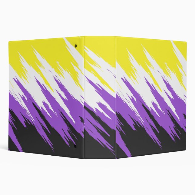 Grungy Funky ZigZag Abstract Nonbinary Pride Flag Binder (Background)