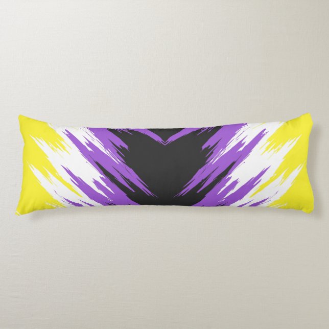 Grungy Funky ZigZag Abstract Nonbinary Pride Flag Body Pillow (Front)