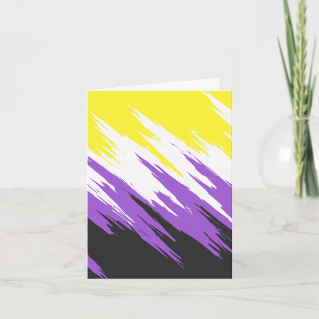 Grungy Funky ZigZag Abstract Nonbinary Pride Flag Card (Front)