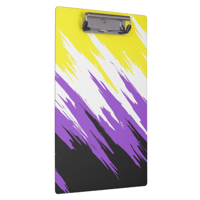 Grungy Funky ZigZag Abstract Nonbinary Pride Flag Clipboard (Right)