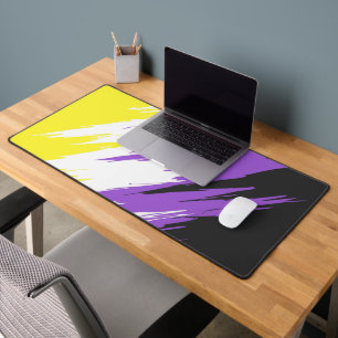 Grungy Funky ZigZag Abstract Nonbinary Pride Flag Desk Mat