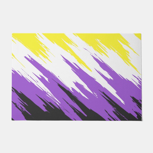 Grungy Funky ZigZag Abstract Nonbinary Pride Flag Doormat (Front)