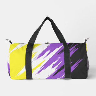 Grungy Funky ZigZag Abstract Nonbinary Pride Flag Duffle Bag