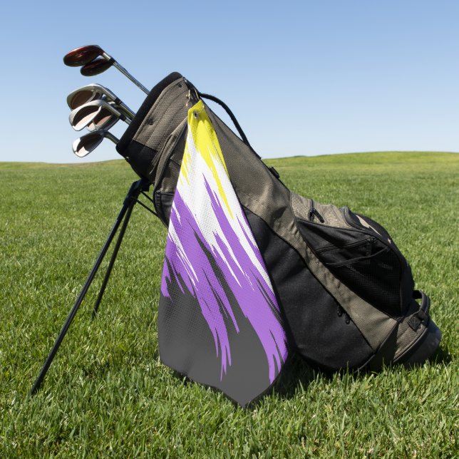 Grungy Funky ZigZag Abstract Nonbinary Pride Flag Golf Towel (Green)