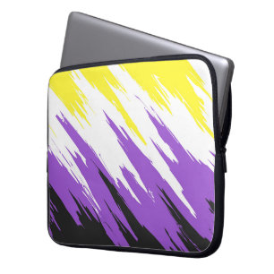 Grungy Funky ZigZag Abstract Nonbinary Pride Flag Laptop Sleeve