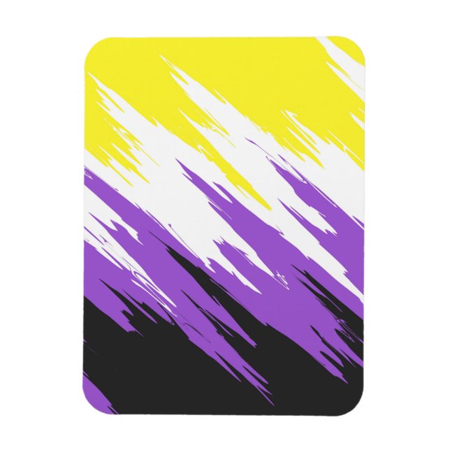 Grungy Funky ZigZag Abstract Nonbinary Pride Flag Magnet (Vertical)