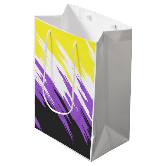 Grungy Funky ZigZag Abstract Nonbinary Pride Flag Medium Gift Bag (Front Angled)