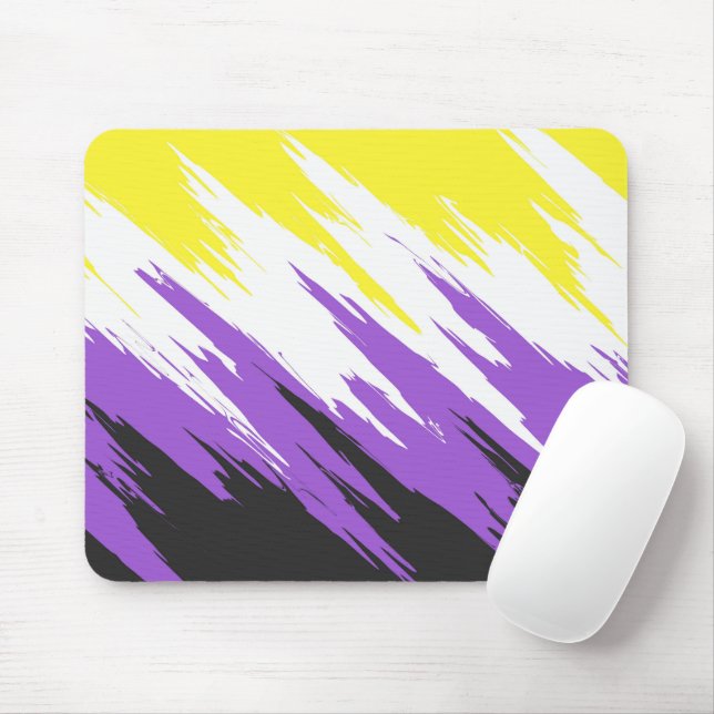 Grungy Funky ZigZag Abstract Nonbinary Pride Flag Mouse Pad (With Mouse)