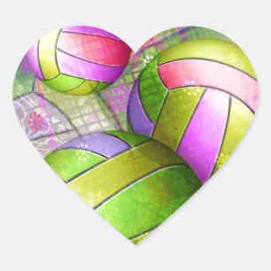 Grungy Girls' Volleyball Heart Sticker