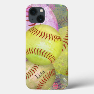 Grungy Girly Softball iPhone 13 Case