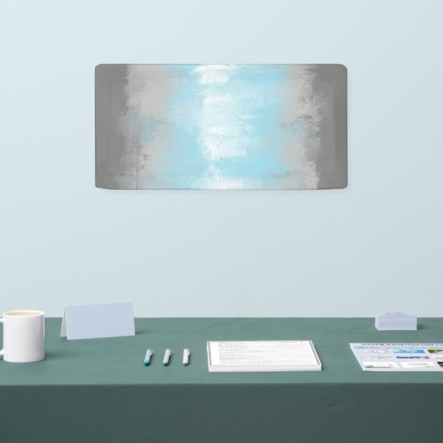 Grungy Glitchy Funky Abstract Demiboy Pride Flag Banner (Tradeshow)
