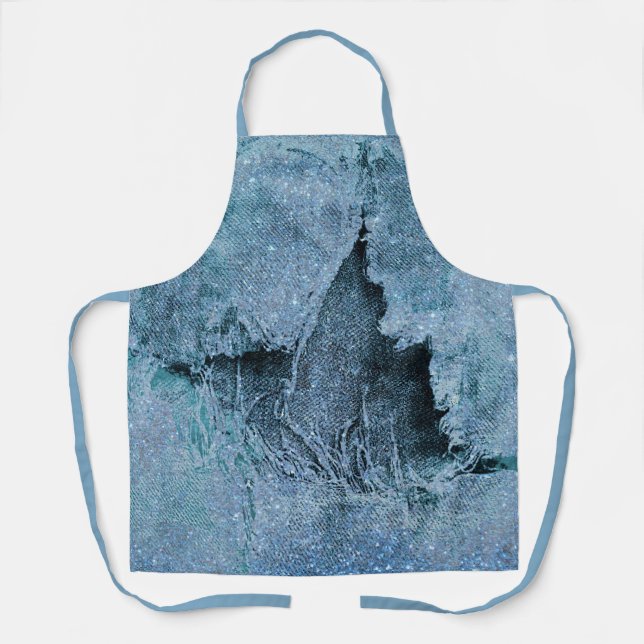 grungy glitter denim apron (Front)