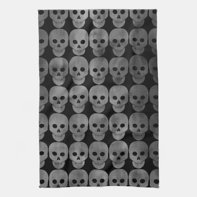 Grungy gothic skulls Halloween kitchen decor Towel (Vertical)
