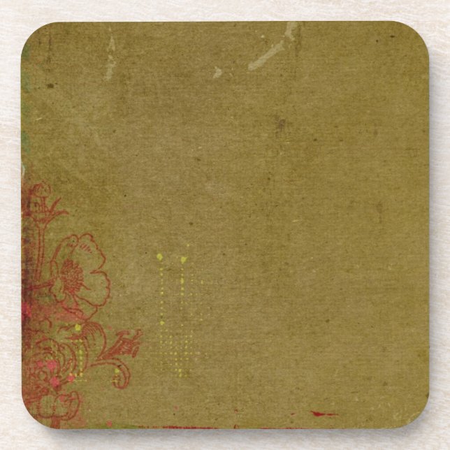 Grungy Graffiti With Red Floral Coaster (Front)