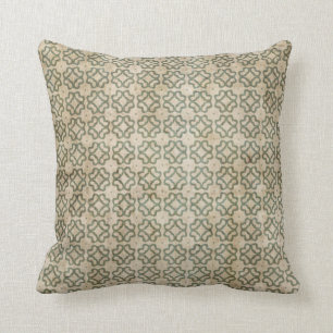 Grungy Green and Beige Pattern Throw Pillow
