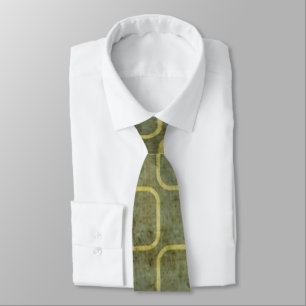 Grungy Green Retro Pattern Tie