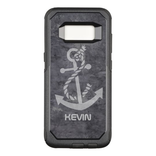 Grungy Grey Metallic Texture & White Boat Anchor OtterBox Commuter Samsung Galaxy S8 Case