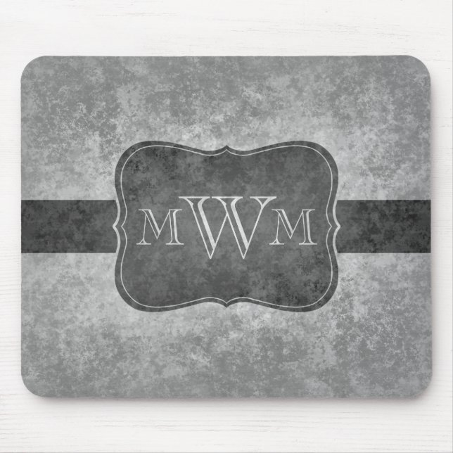 Grungy grey monogram mouse pad (Front)