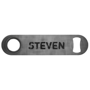 Grungy grey with your name modern design speed bottle opener