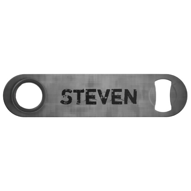 Grungy grey with your name modern design speed bottle opener (Front (Horizontal))