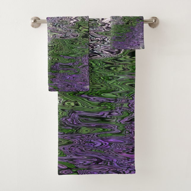 Grungy Groovy Funky Trippy Genderqueer Pride Bath Towel Set (Insitu)