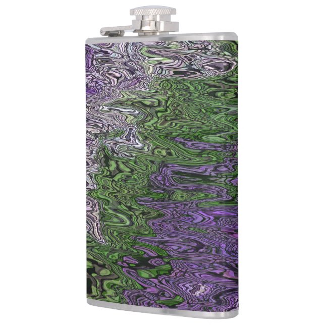 Grungy Groovy Funky Trippy Genderqueer Pride Hip Flask (Left)