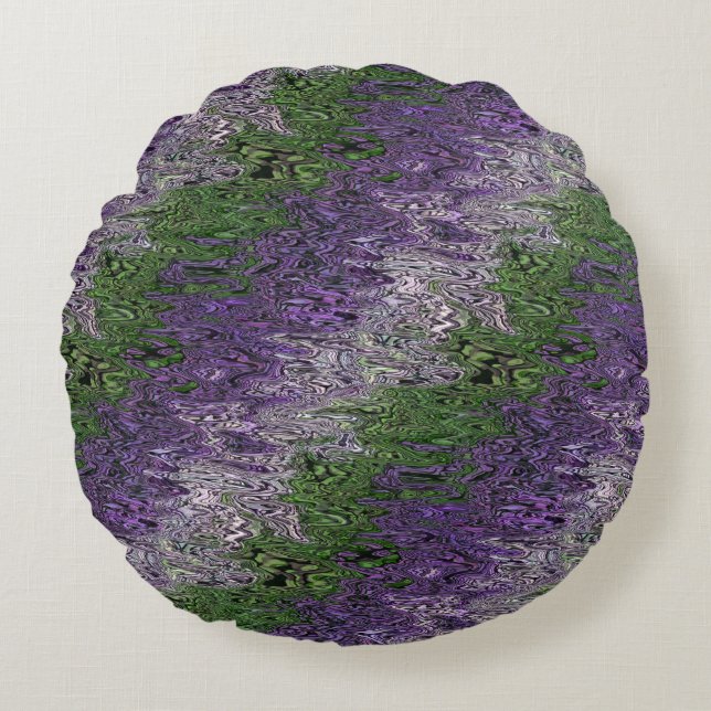 Grungy Groovy Funky Trippy Genderqueer Pride Round Pillow (Front)